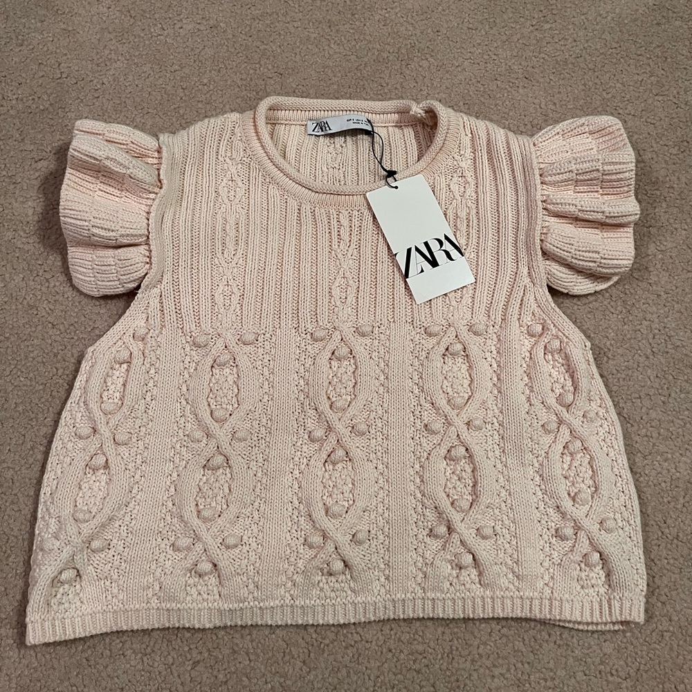 ZARA chunky knit cropped cream sweater new with tags size S